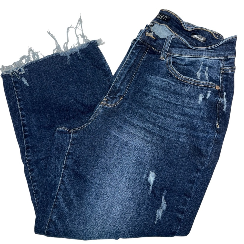 Judy Blue Distressed Dark Blue Ankle Jeans
